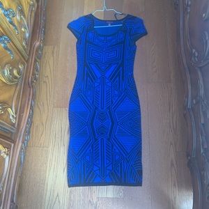 Blue and black Business casual dress